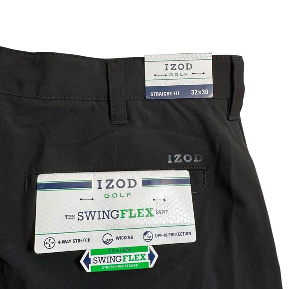 NWT IZOD Golf Men’s The Swingflex Straight Fit Flat Front Golf Pants Black 32x30 - Picture 7 of 10